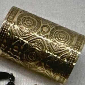 Brass Engraved Gold and black Arm statement cuff